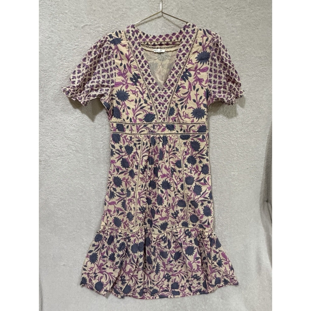 dRA Maisie Floral Midi Dress Women's Size XL Boho Tiered Lined V-Neck Side Zip